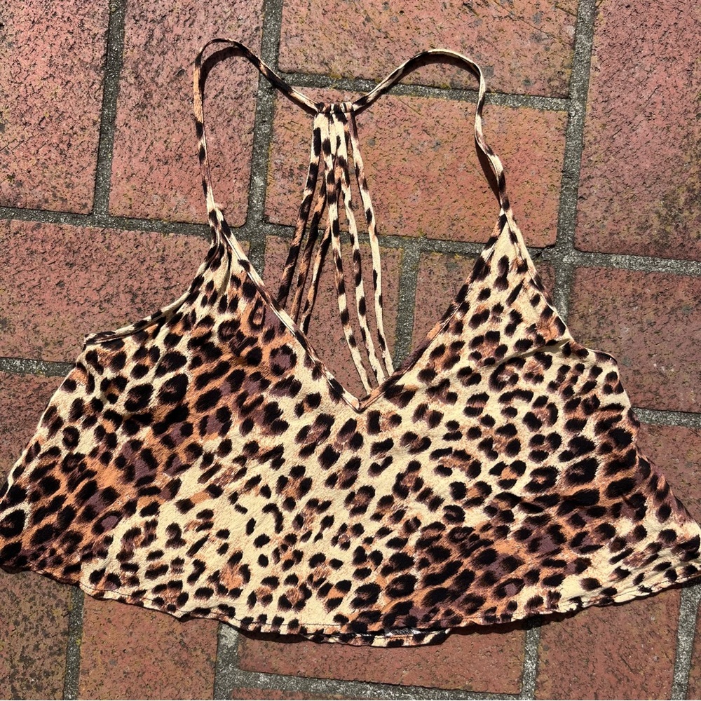 Forever 21 Leopard Print Backless Crop Camisole